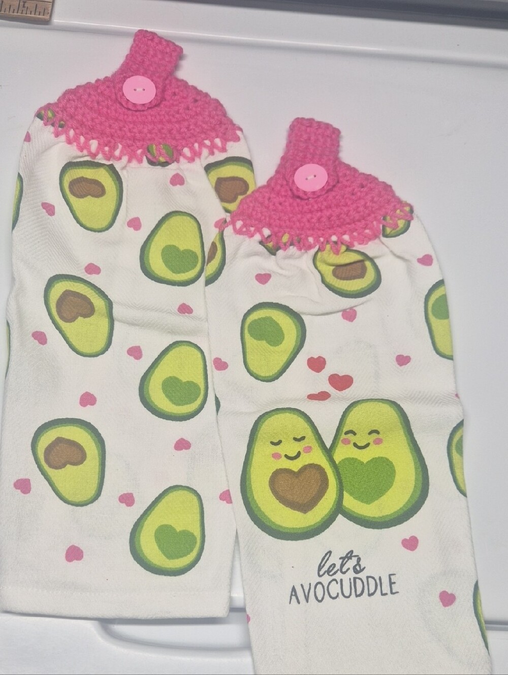 Avocuddle Kitchen Towel Set - Pink Crochet Top